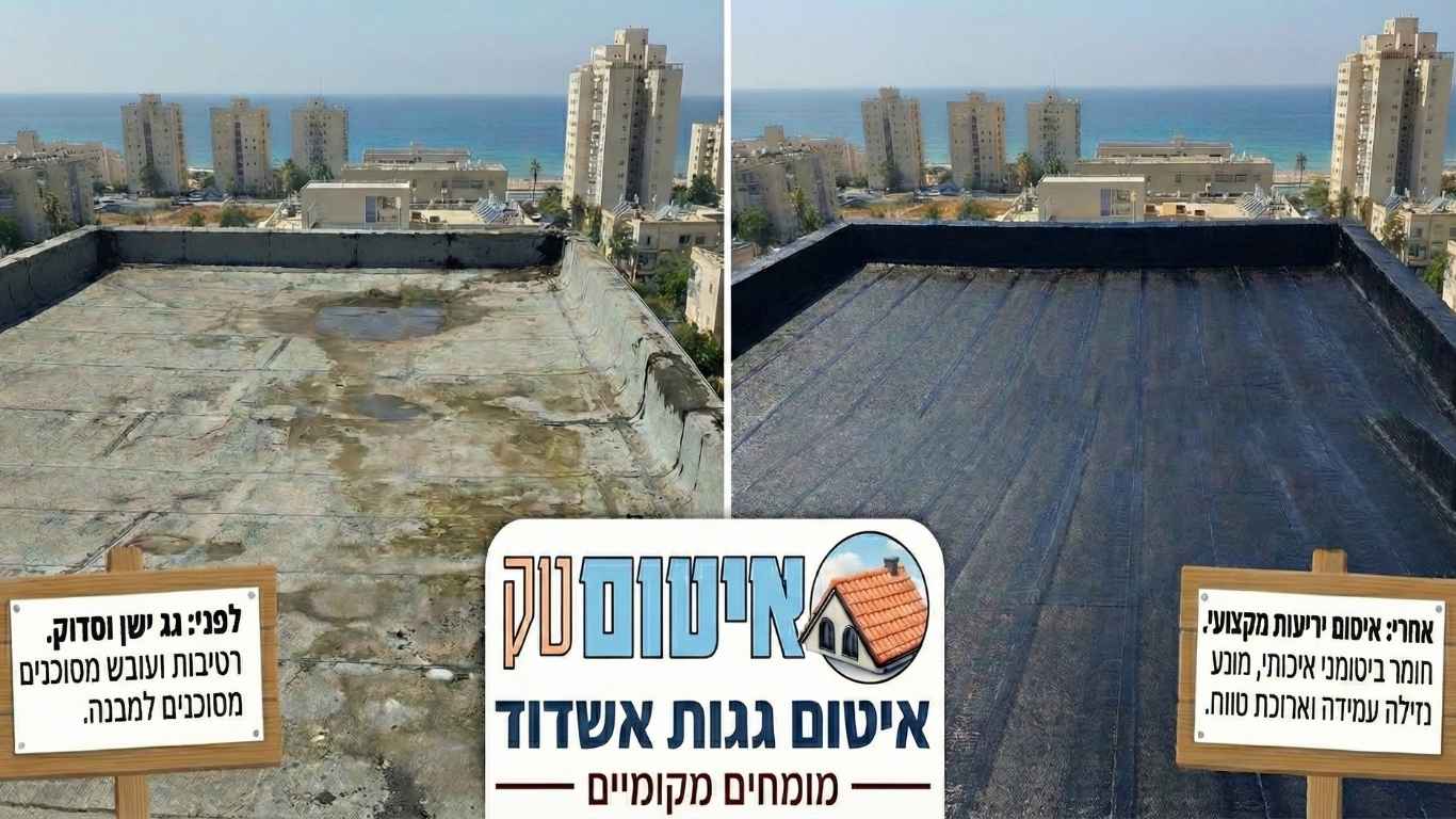 לפני אחרי איטום באשדוד