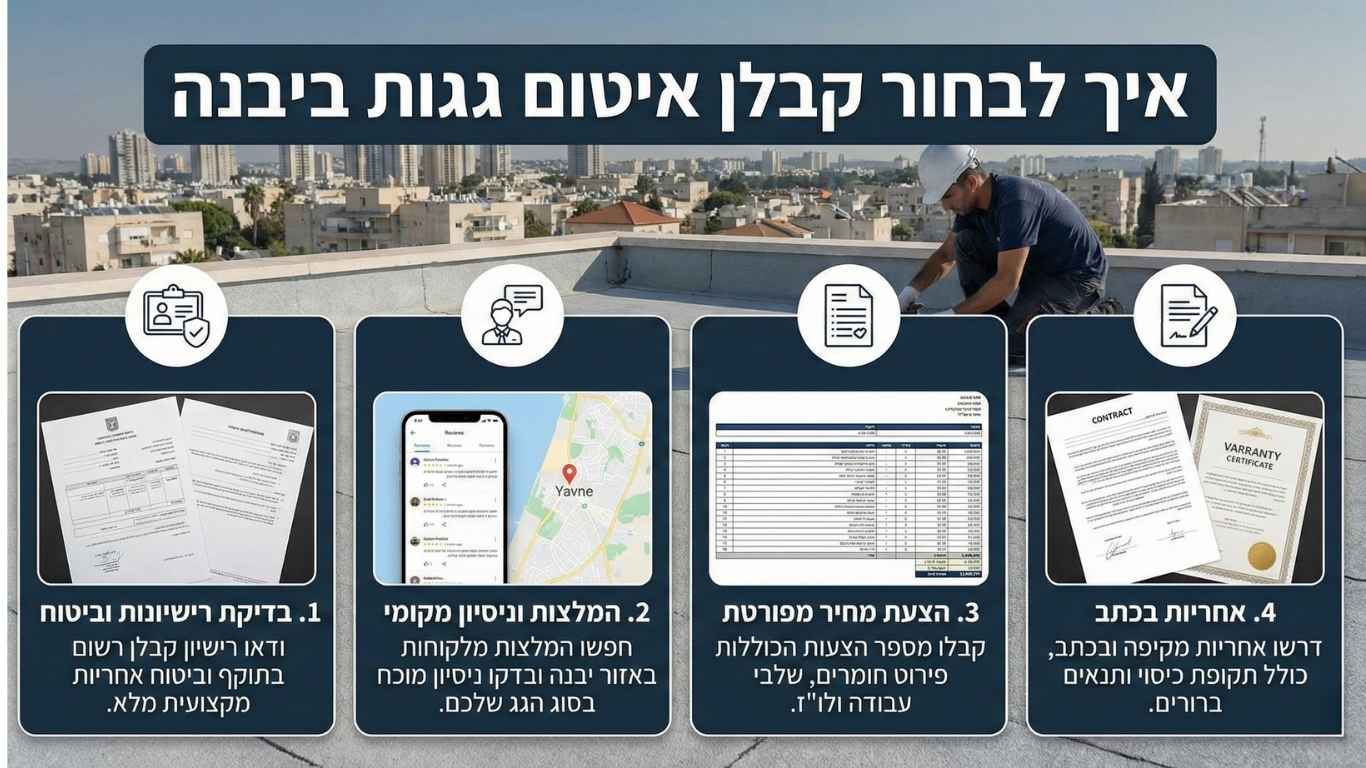 איך לבחור קבלן איטום גגות ביבנה