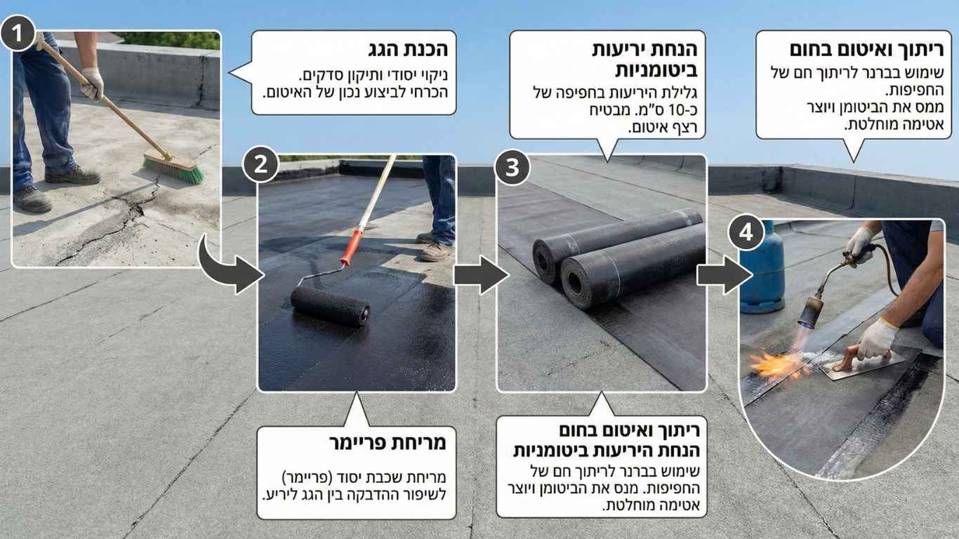 איך מתבצע איטום גג ביריעות ביטומניות