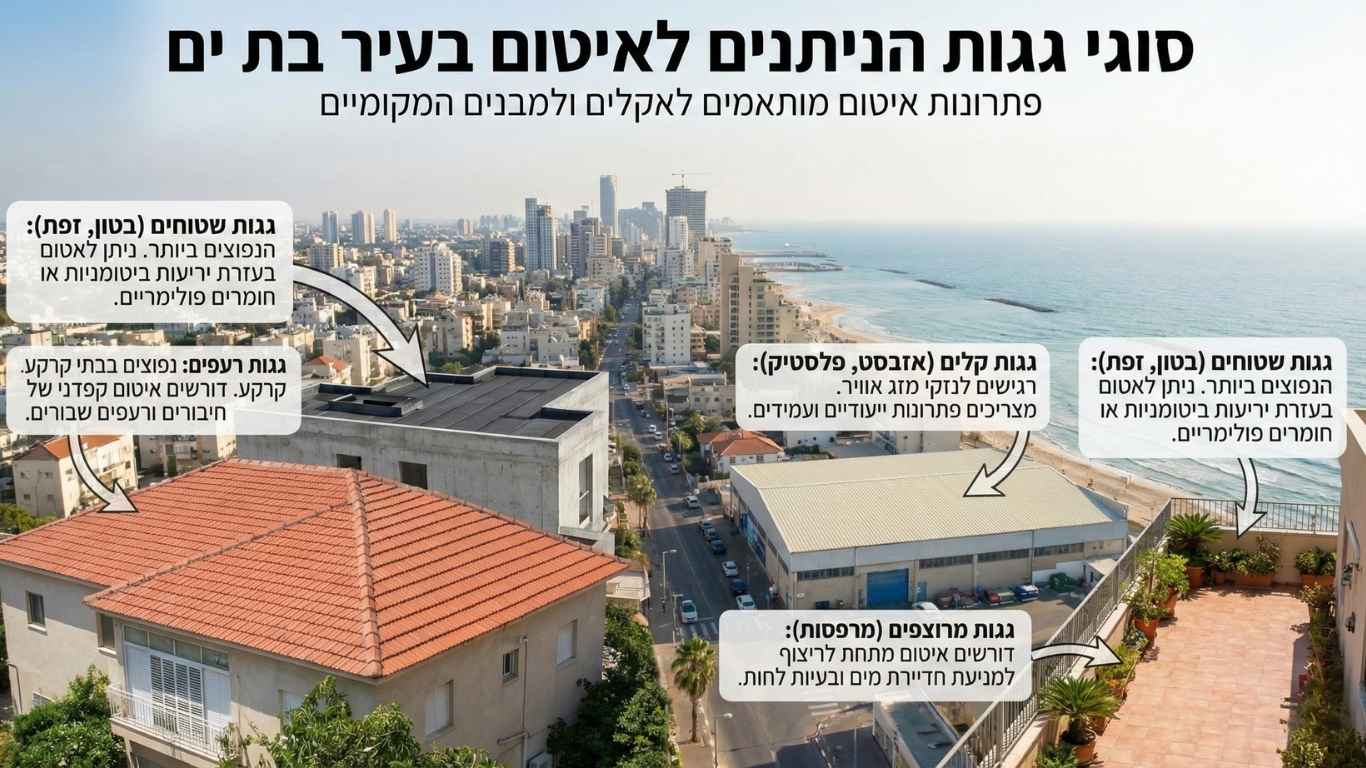 אילו גגות ניתן לאטום בעיר בת ים
