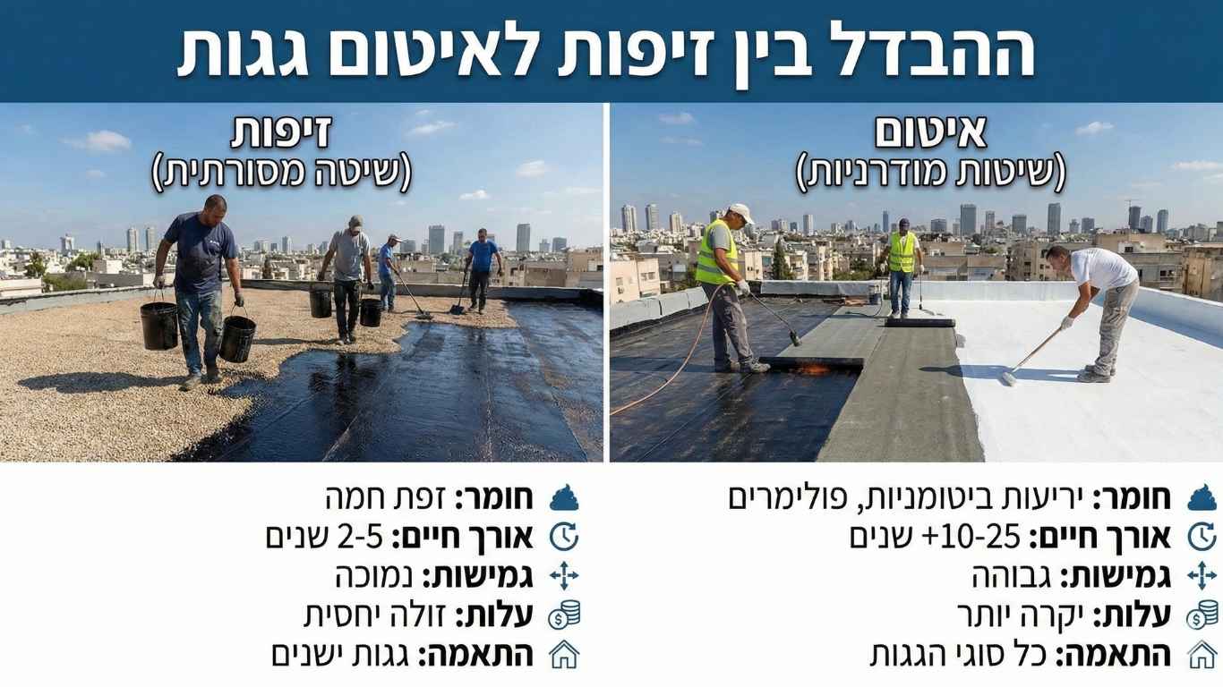 ההבדל בין זיפות גגות לאיטום גגות ההבדל בין זיפות גגות לאיטום גגות