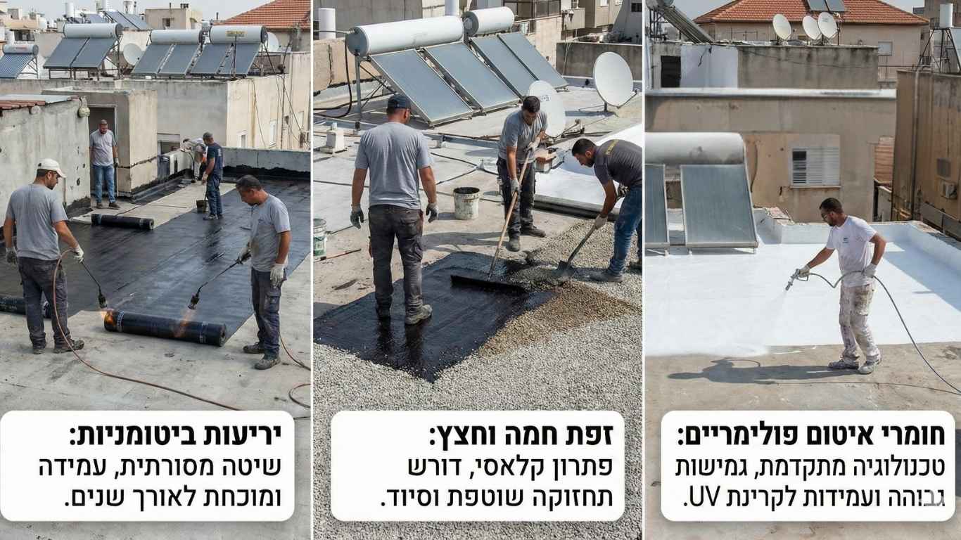 הטכניקות הנפוצות לביצוע איטום גגות