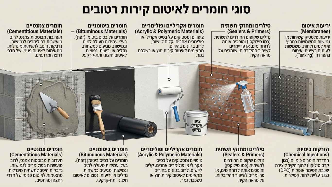 סוגי חומרים לאיטום קירות רטובים סוגי חומרים לאיטום קירות רטובים
