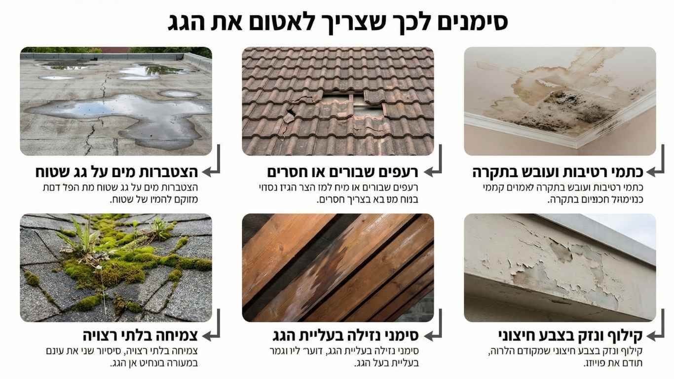 סימנים לכך שצריך לאטום את הגג סימנים לכך שצריך לאטום את הגג